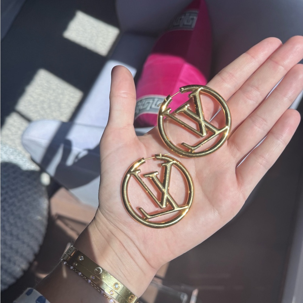 Louis Vuitton Gold Logo Earrings